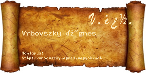 Vrbovszky Ágnes névjegykártya
